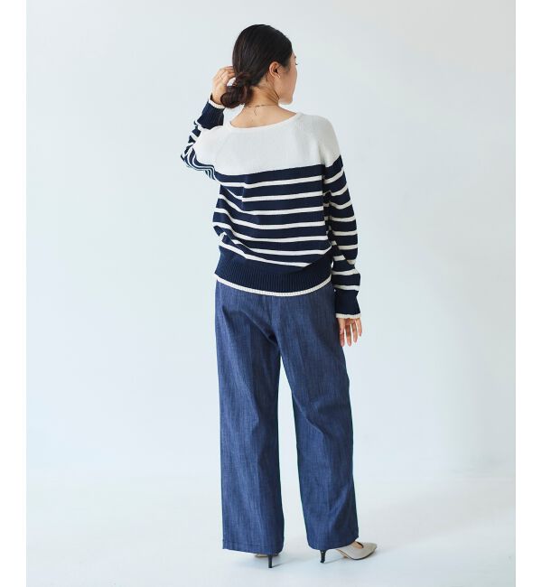  「ブークレーパネルボーダーニット」|ニット・セーター|