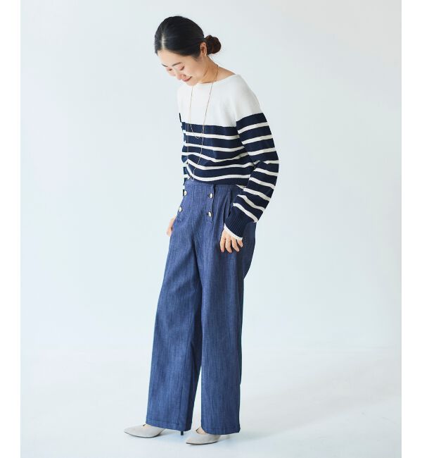  「ブークレーパネルボーダーニット」|ニット・セーター|