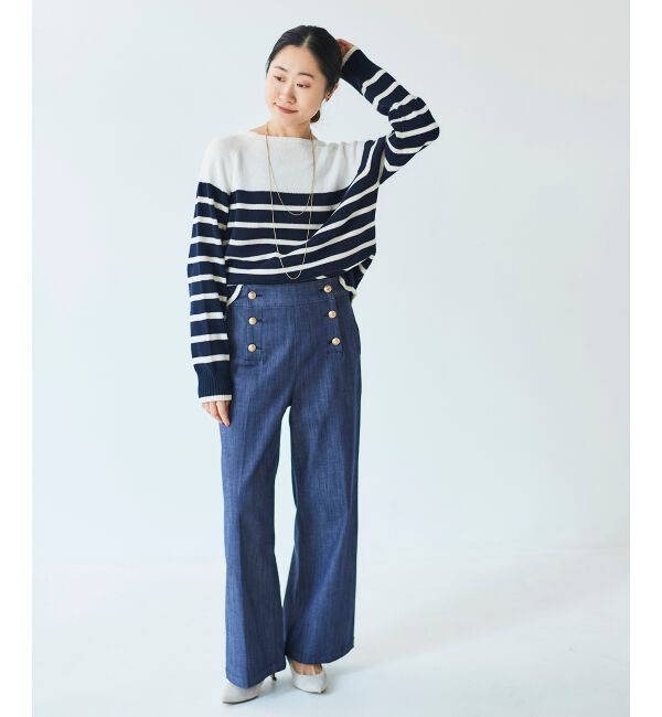  「ブークレーパネルボーダーニット」|ニット・セーター|