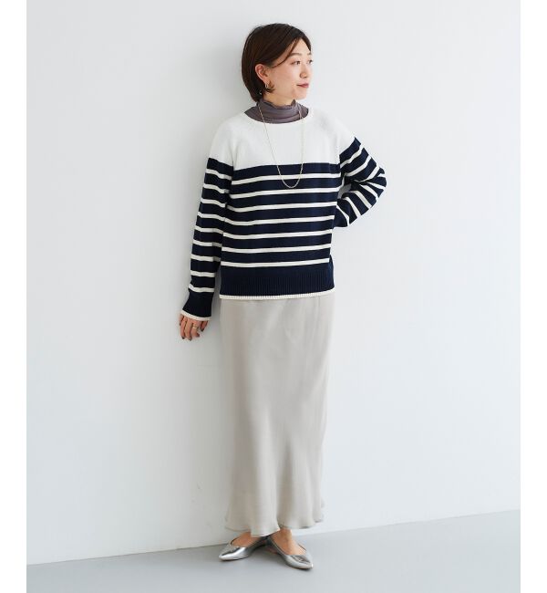  「ブークレーパネルボーダーニット」|ニット・セーター|