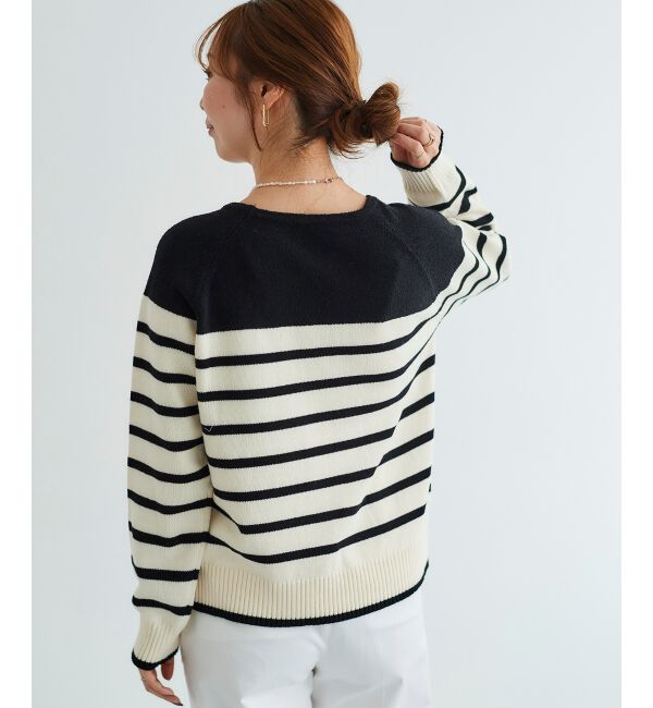  「ブークレーパネルボーダーニット」|ニット・セーター|