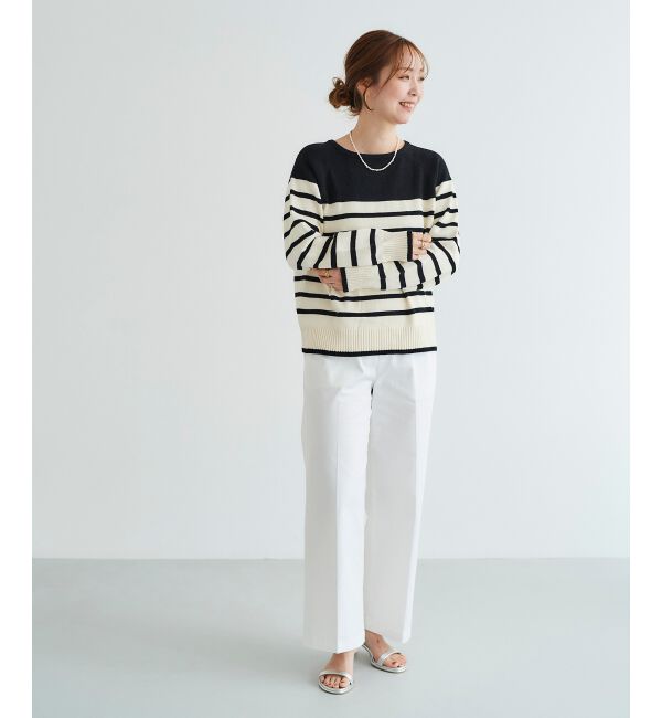  「ブークレーパネルボーダーニット」|ニット・セーター|