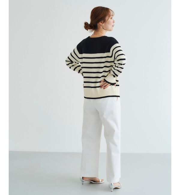  「ブークレーパネルボーダーニット」|ニット・セーター|