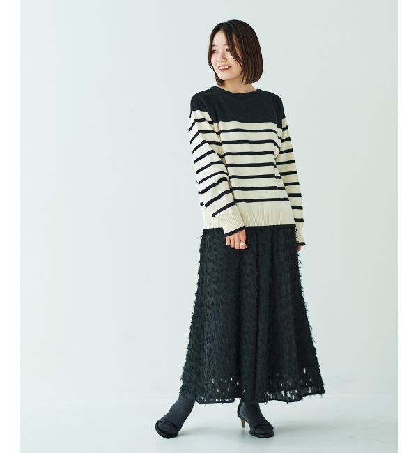  「ブークレーパネルボーダーニット」|ニット・セーター|