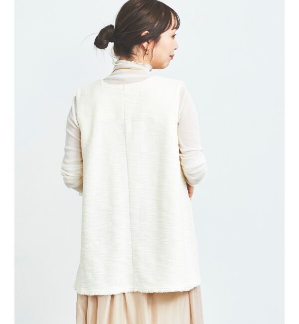 le.coeur blanc「《手洗い可能》ツイーディVネックフレアベスト」|ベスト・ジレ|