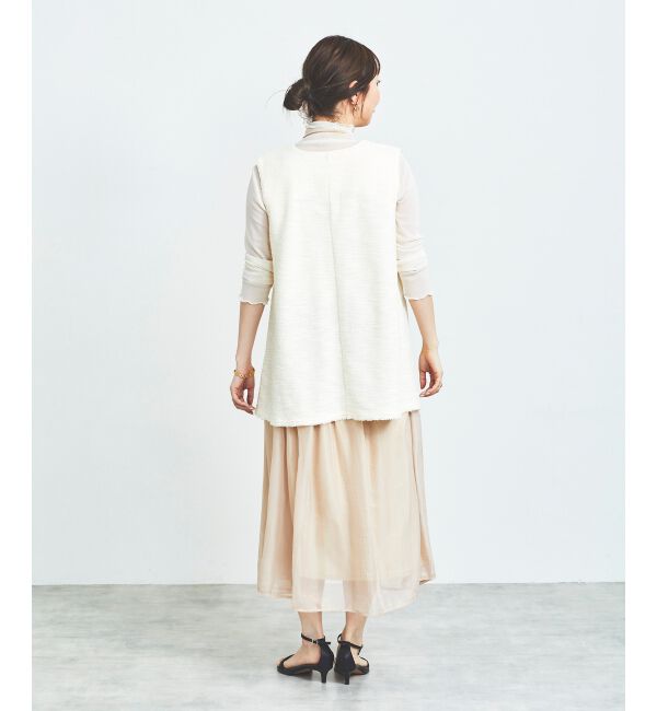 le.coeur blanc「《手洗い可能》ツイーディVネックフレアベスト」|ベスト・ジレ|