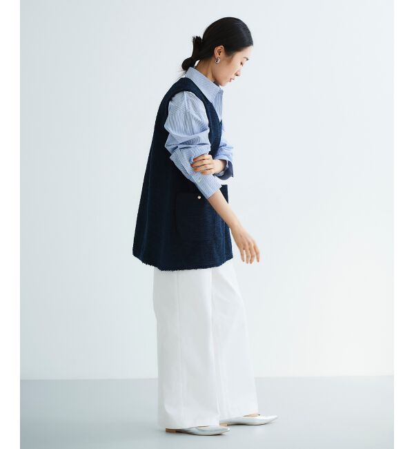 le.coeur blanc「《手洗い可能》ツイーディVネックフレアベスト」|ベスト・ジレ|