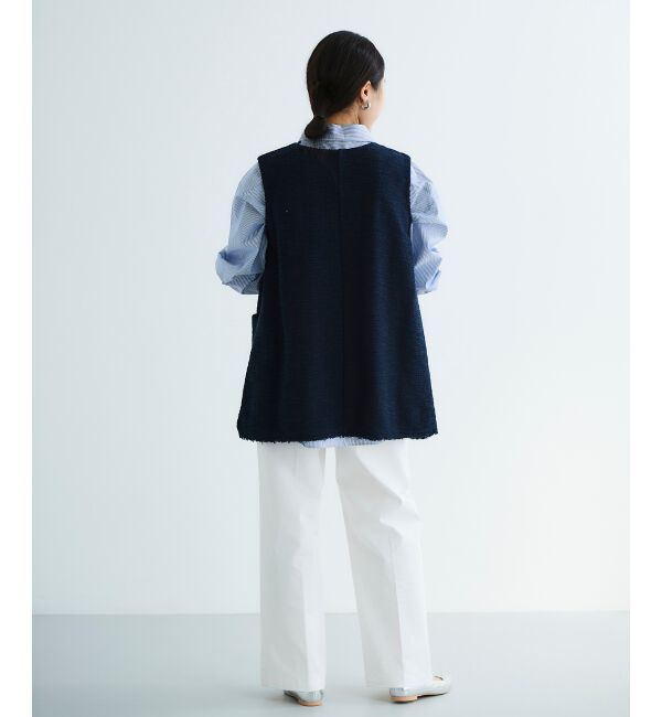 le.coeur blanc「《手洗い可能》ツイーディVネックフレアベスト」|ベスト・ジレ|