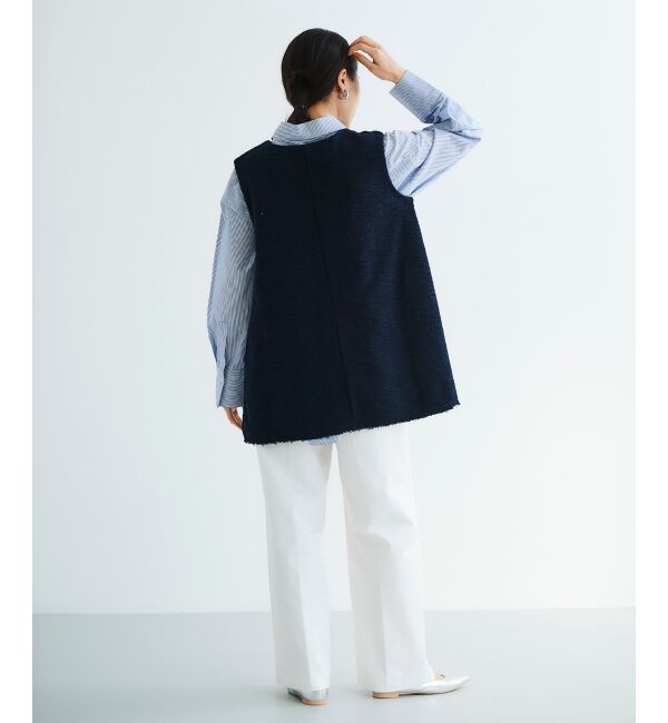 le.coeur blanc「《手洗い可能》ツイーディVネックフレアベスト」|ベスト・ジレ|