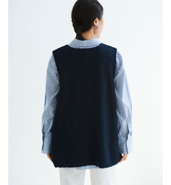 le.coeur blanc「《手洗い可能》ツイーディVネックフレアベスト」|ベスト・ジレ|