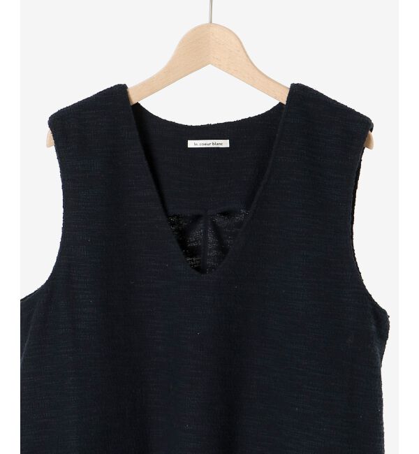 le.coeur blanc「《手洗い可能》ツイーディVネックフレアベスト」|ベスト・ジレ|