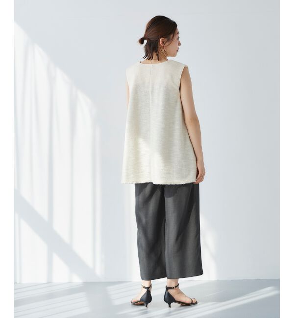 le.coeur blanc「《手洗い可能》ツイーディVネックフレアベスト」|ベスト・ジレ|