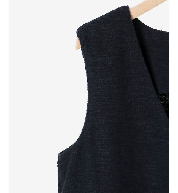 le.coeur blanc「《手洗い可能》ツイーディVネックフレアベスト」|ベスト・ジレ|