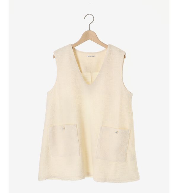 le.coeur blanc「《手洗い可能》ツイーディVネックフレアベスト」|ベスト・ジレ|