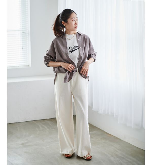  「《手洗い可能》Plaisir発泡プリントロゴTシャツ」|Tシャツ・カットソー|