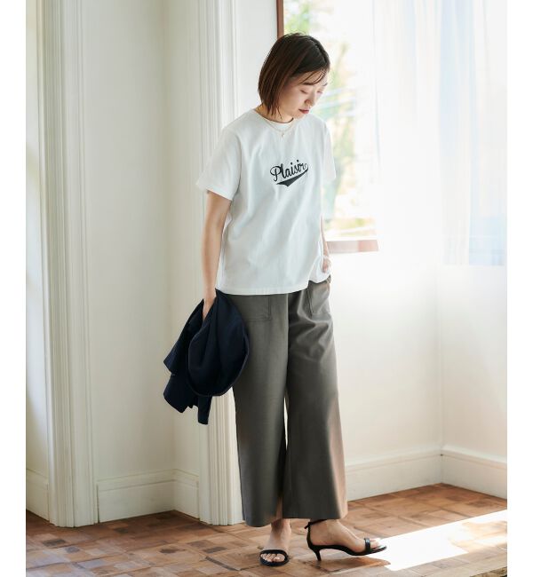  「《手洗い可能》Plaisir発泡プリントロゴTシャツ」|Tシャツ・カットソー|