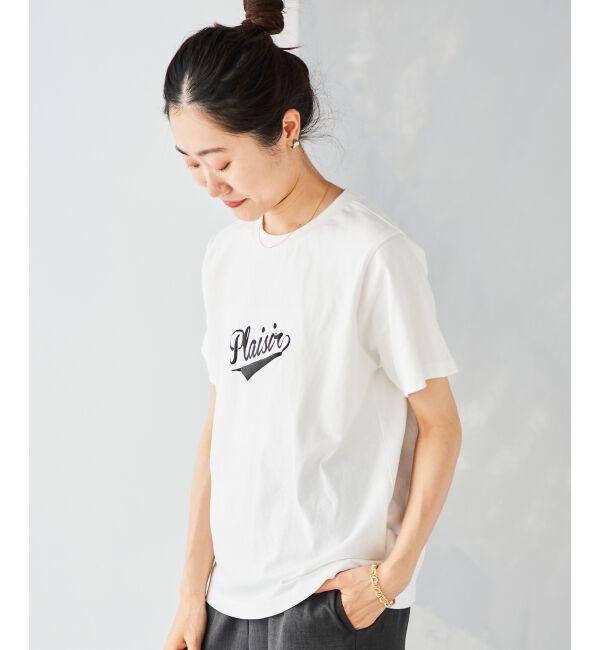  「《手洗い可能》Plaisir発泡プリントロゴTシャツ」|Tシャツ・カットソー|