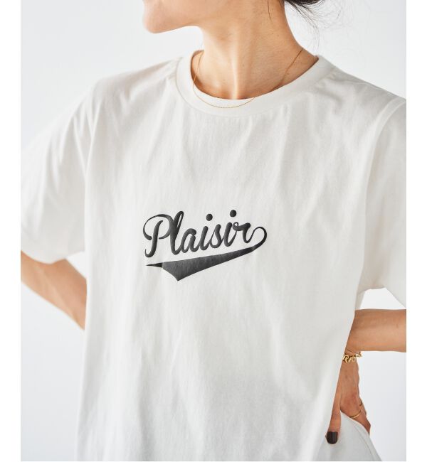  「《手洗い可能》Plaisir発泡プリントロゴTシャツ」|Tシャツ・カットソー|