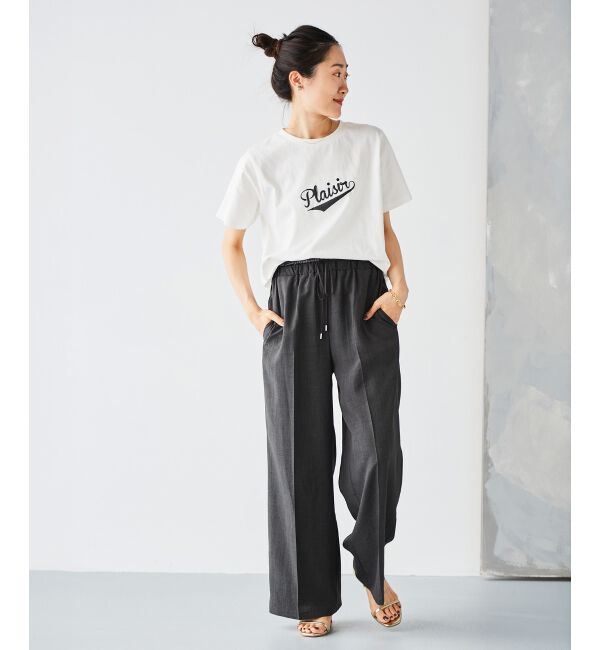  「《手洗い可能》Plaisir発泡プリントロゴTシャツ」|Tシャツ・カットソー|