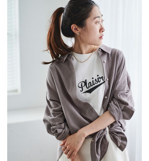  「《手洗い可能》Plaisir発泡プリントロゴTシャツ」|Tシャツ・カットソー|
