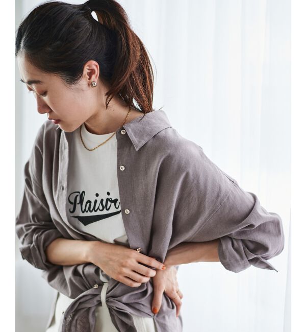  「《手洗い可能》Plaisir発泡プリントロゴTシャツ」|Tシャツ・カットソー|