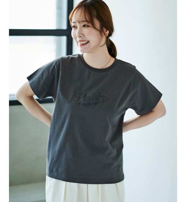  「《手洗い可能》Plaisir発泡プリントロゴTシャツ」|Tシャツ・カットソー|