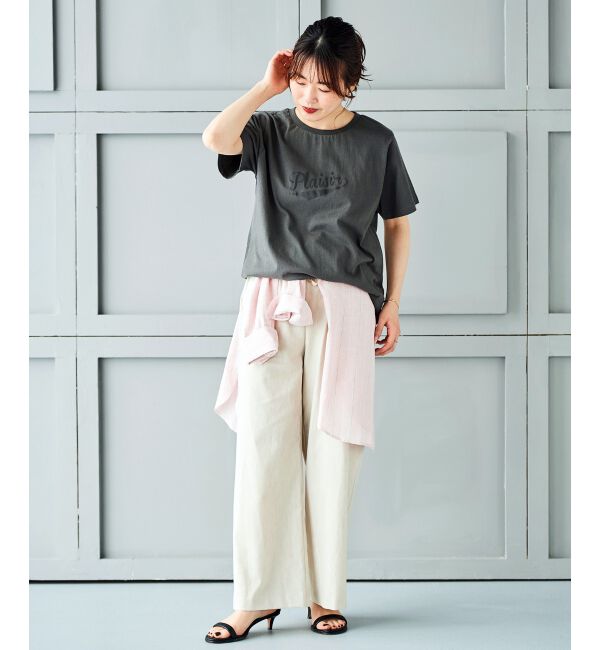  「《手洗い可能》Plaisir発泡プリントロゴTシャツ」|Tシャツ・カットソー|