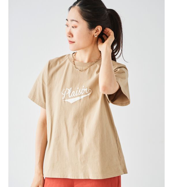  「《手洗い可能》Plaisir発泡プリントロゴTシャツ」|Tシャツ・カットソー|