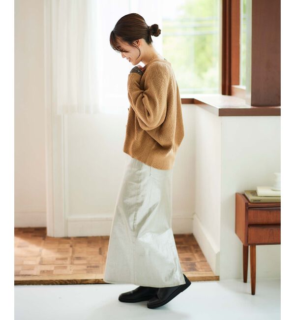 「《手洗い可能》片畦編みVネックカーディガン」|カーディガン|