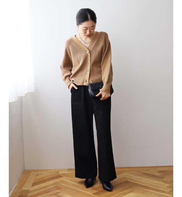  「《手洗い可能》片畦編みVネックカーディガン」|カーディガン|