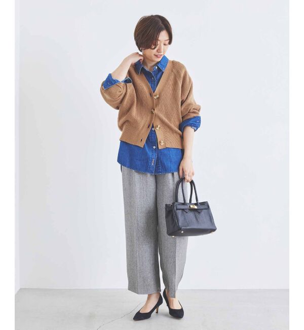  「《手洗い可能》片畦編みVネックカーディガン」|カーディガン|