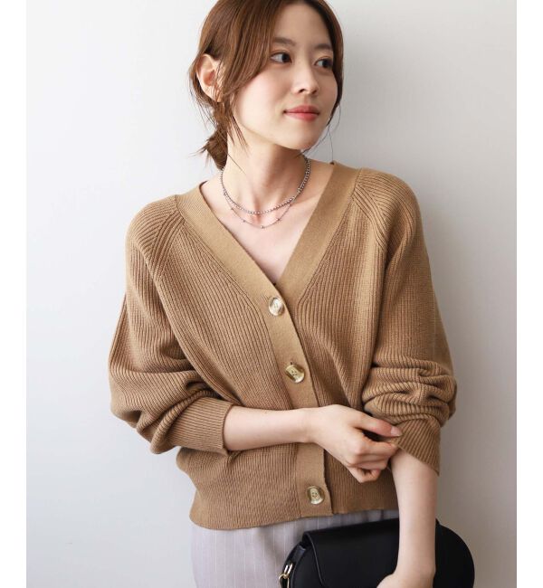  「《手洗い可能》片畦編みVネックカーディガン」|カーディガン|