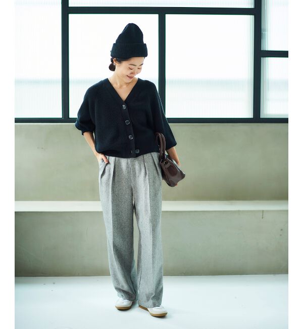  「《手洗い可能》片畦編みVネックカーディガン」|カーディガン|