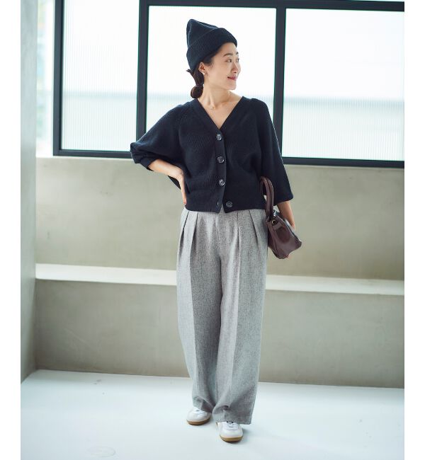 「《手洗い可能》片畦編みVネックカーディガン」|カーディガン|