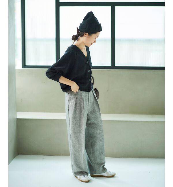  「《手洗い可能》片畦編みVネックカーディガン」|カーディガン|