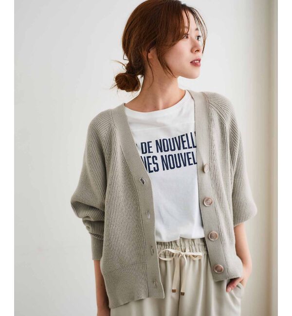  「《手洗い可能》片畦編みVネックカーディガン」|カーディガン|