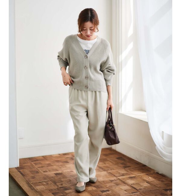  「《手洗い可能》片畦編みVネックカーディガン」|カーディガン|