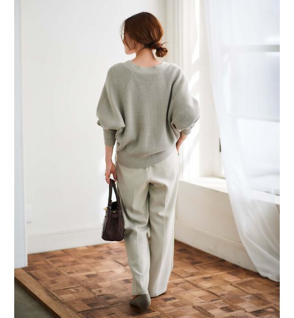  「《手洗い可能》片畦編みVネックカーディガン」|カーディガン|