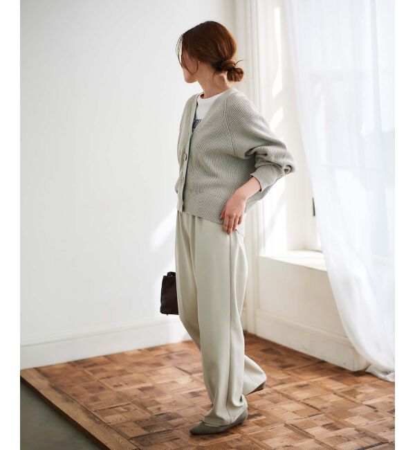  「《手洗い可能》片畦編みVネックカーディガン」|カーディガン|