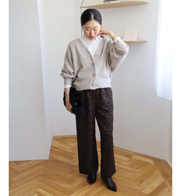  「《手洗い可能》片畦編みVネックカーディガン」|カーディガン|