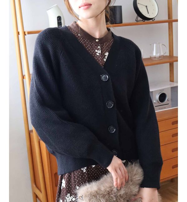  「《手洗い可能》片畦編みVネックカーディガン」|カーディガン|