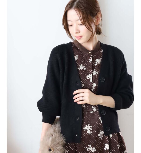  「《手洗い可能》片畦編みVネックカーディガン」|カーディガン|