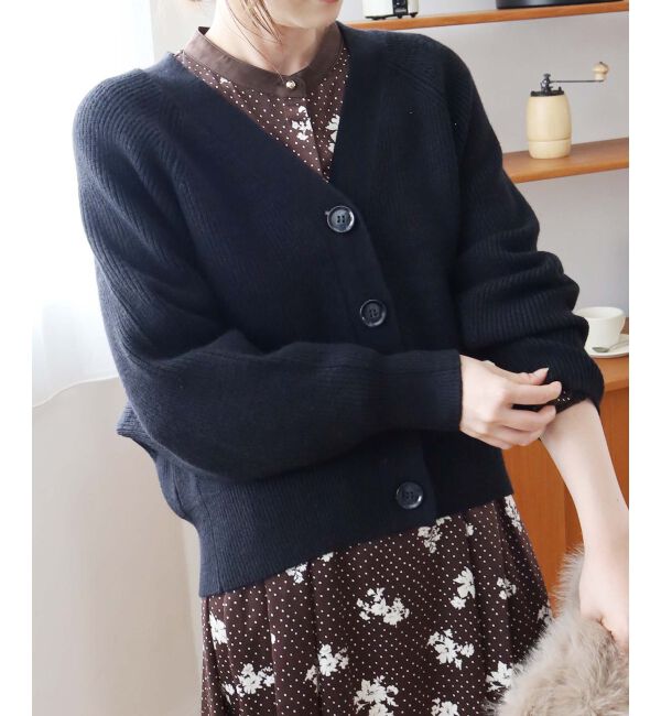  「《手洗い可能》片畦編みVネックカーディガン」|カーディガン|
