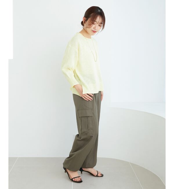  「《手洗い可能》リネンライクニットプルオーバー」|ニット・セーター|