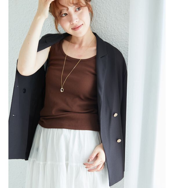  「コットンストレッチテレコタンク」|タンクトップ|