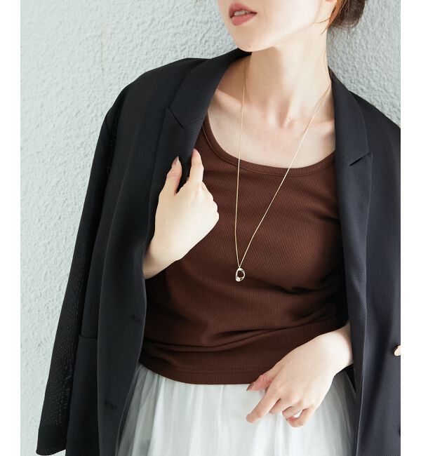  「コットンストレッチテレコタンク」|タンクトップ|Ｄ／ブラウン