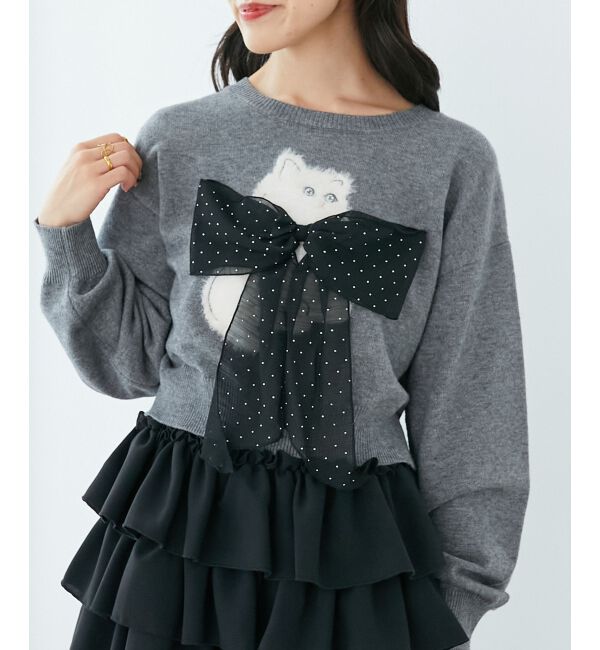  「◎ふわふわLadycatリボンニット」|ニット・セーター|