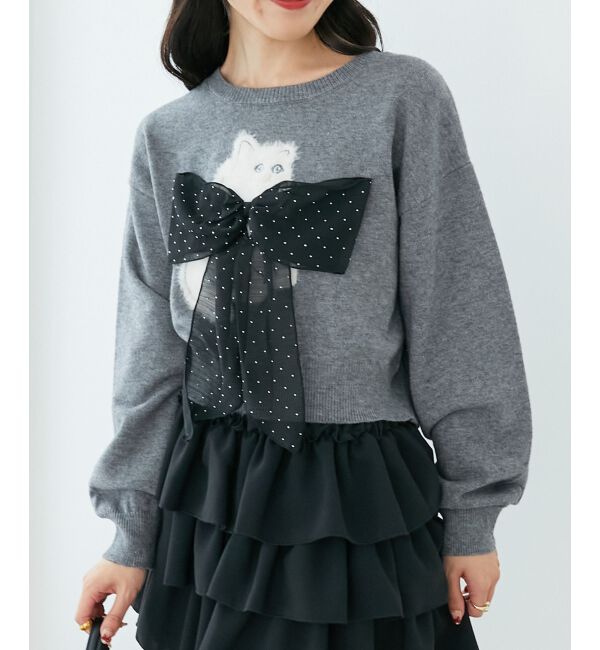  「◎ふわふわLadycatリボンニット」|ニット・セーター|