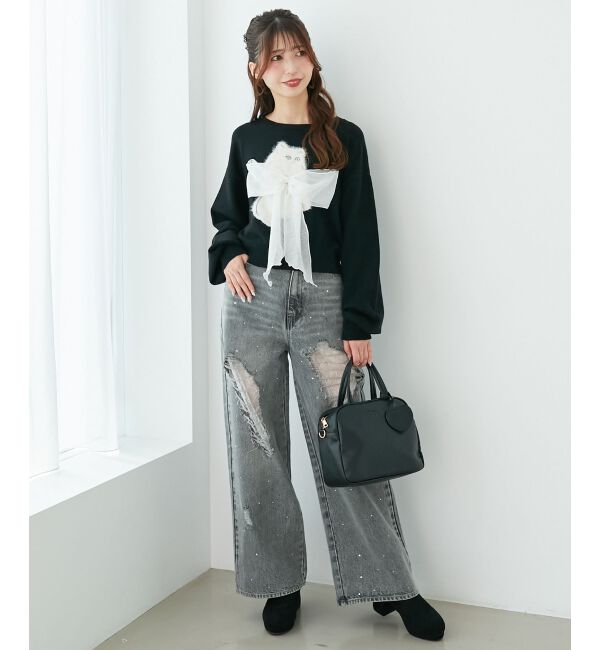  「◎ふわふわLadycatリボンニット」|ニット・セーター|