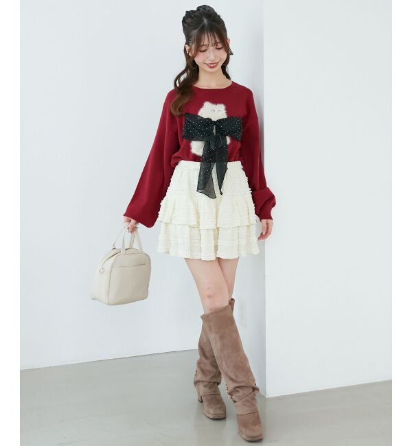  「◎ふわふわLadycatリボンニット」|ニット・セーター|